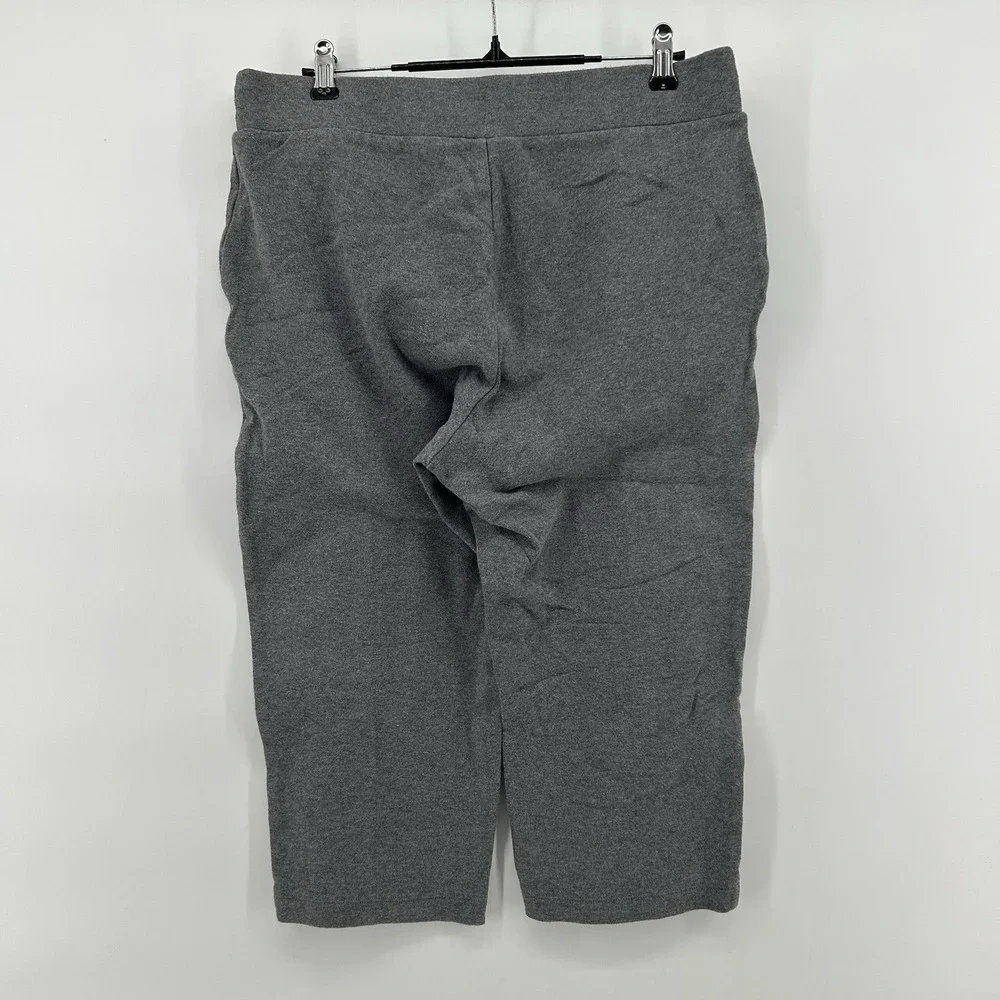 Croft & Barrow Womens M Capri‎ Sweatpants Gray Drawstring Stretch Pockets Travel